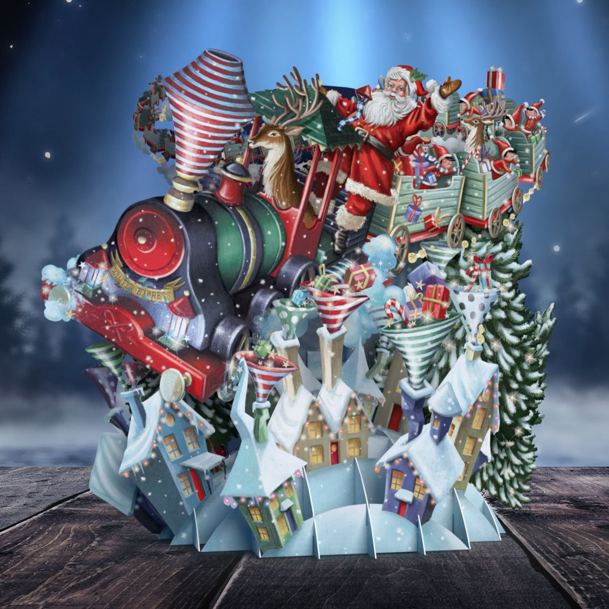 3D Pop Up Christmas Card Santa's Express XTW018