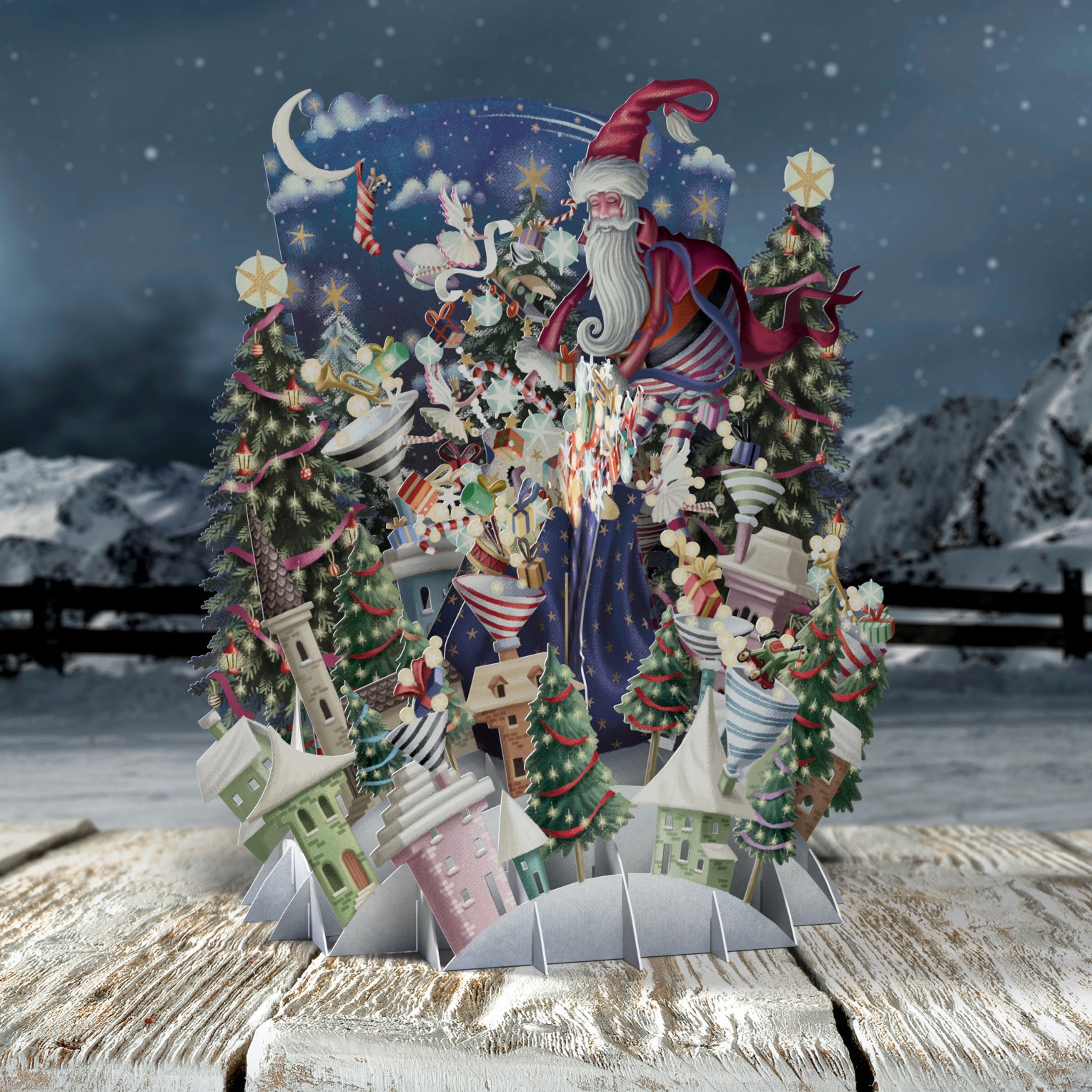 3D Pop Up Christmas Card Santa's Village
