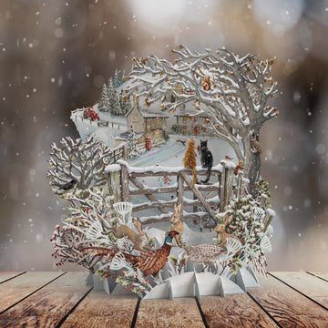 3D Pop Up Christmas Card Snowy Countryside SceneXTW0020