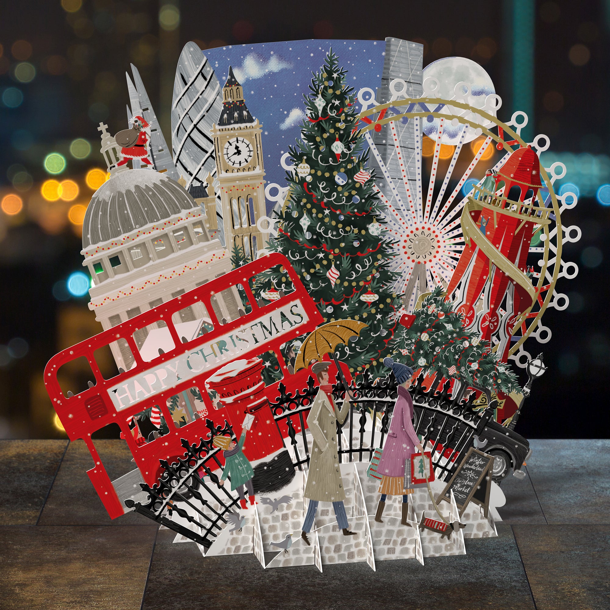 3D pop Up Christmas Card London XTW028