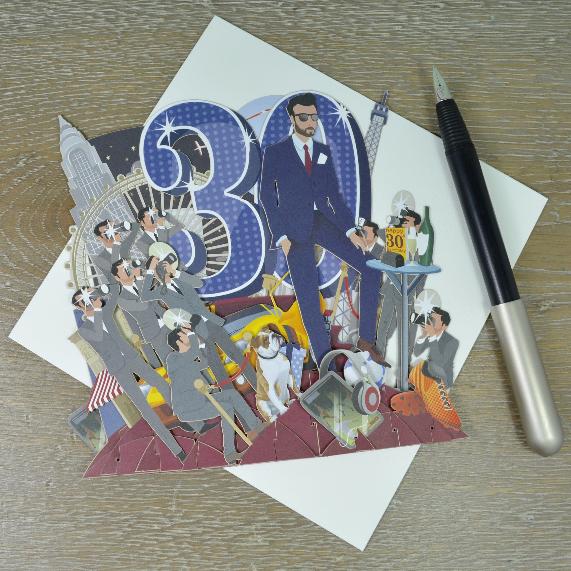 30th Birthday Man - Top of the World Pop Up Greetings Card