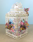 Flower Fairies play amongst flowers in laser cut paper birdcage by Me&McQ