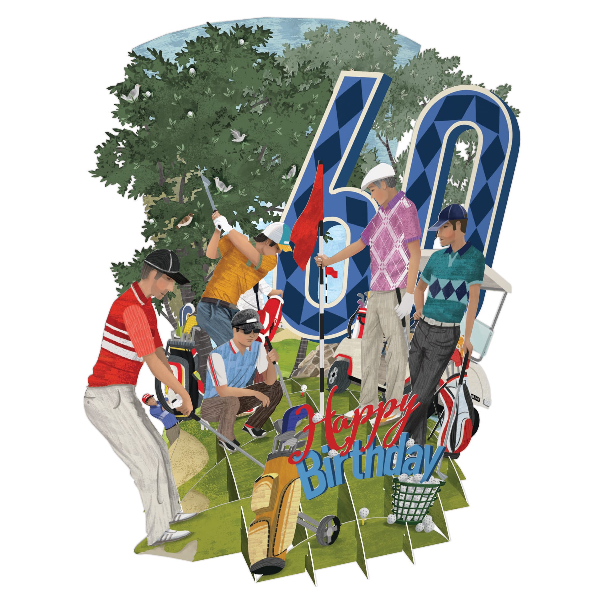 &quot;60 Today Golf World&quot; - Top of the World Pop Up Greetings Card