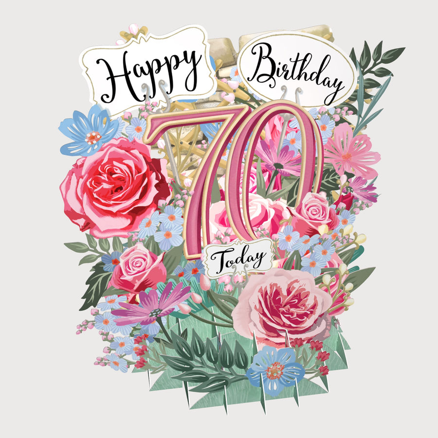 70th Birthday 3D Pop Up Card