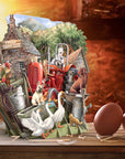 Farmyard scene with dogs, cats and chickens