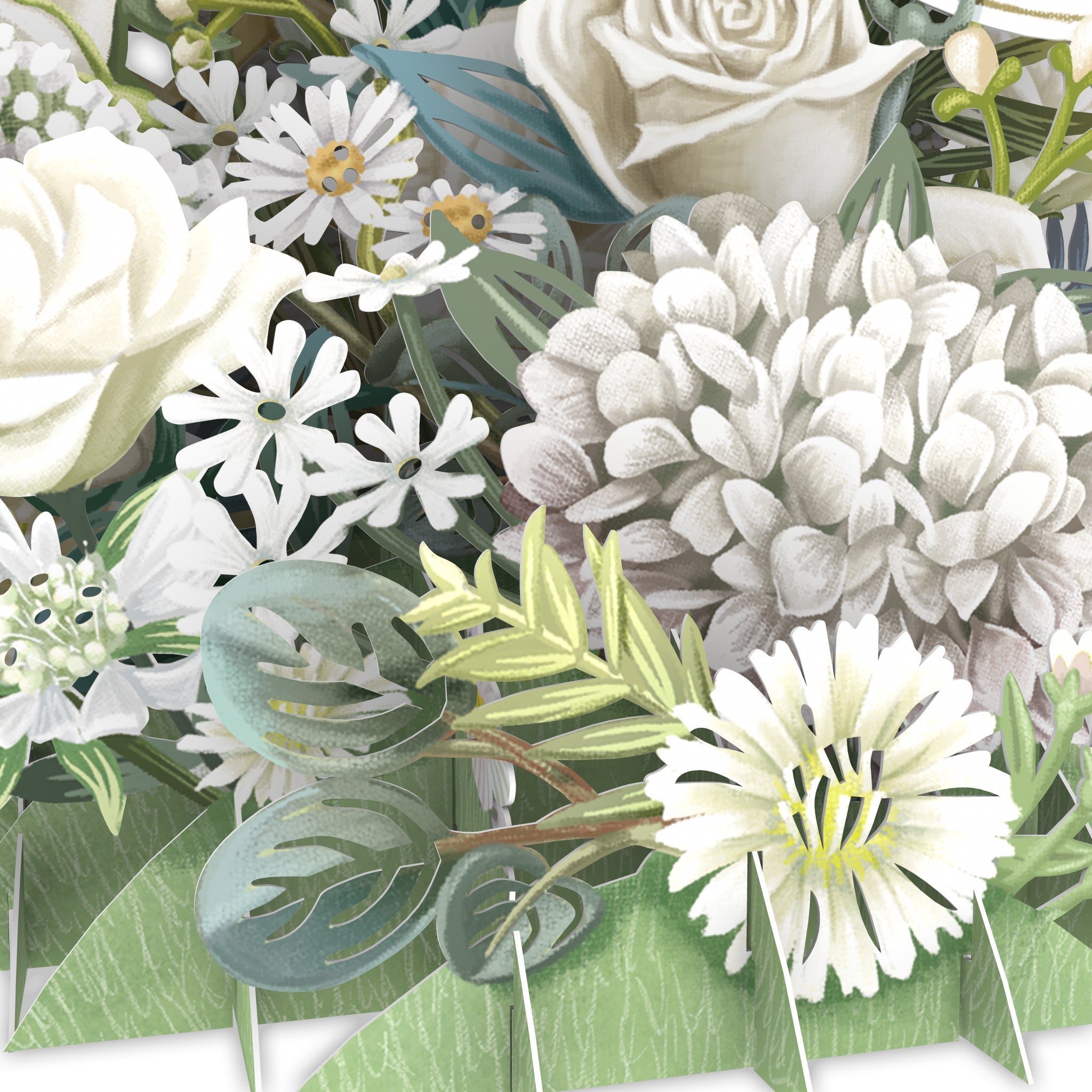 &quot;White Flowers&quot; - Top of the World Pop Up Greetings Card