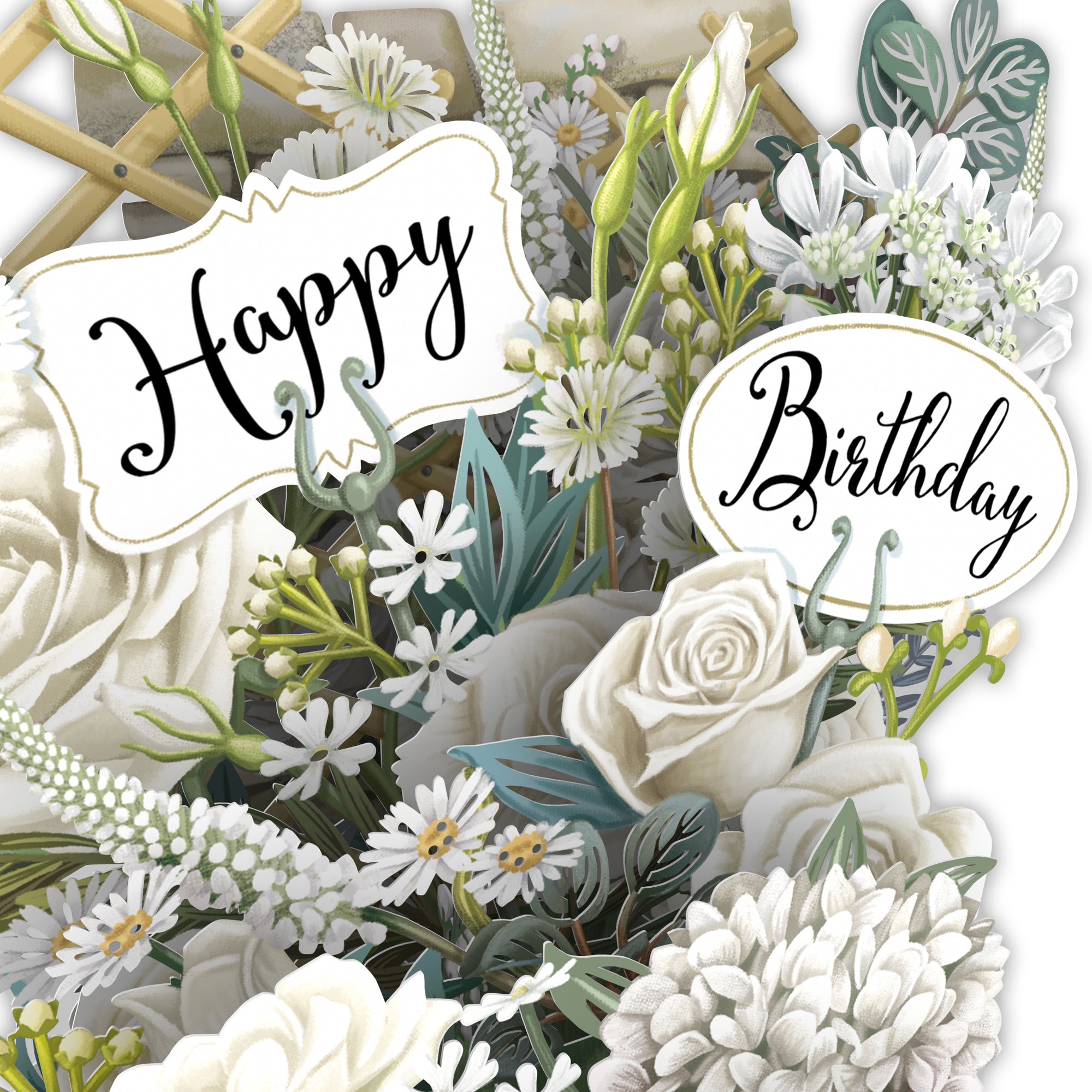 &quot;White Flowers&quot; - Top of the World Pop Up Greetings Card
