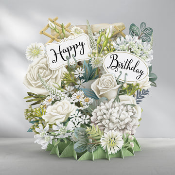 "White Flowers" - Top of the World Pop Up Greetings Card