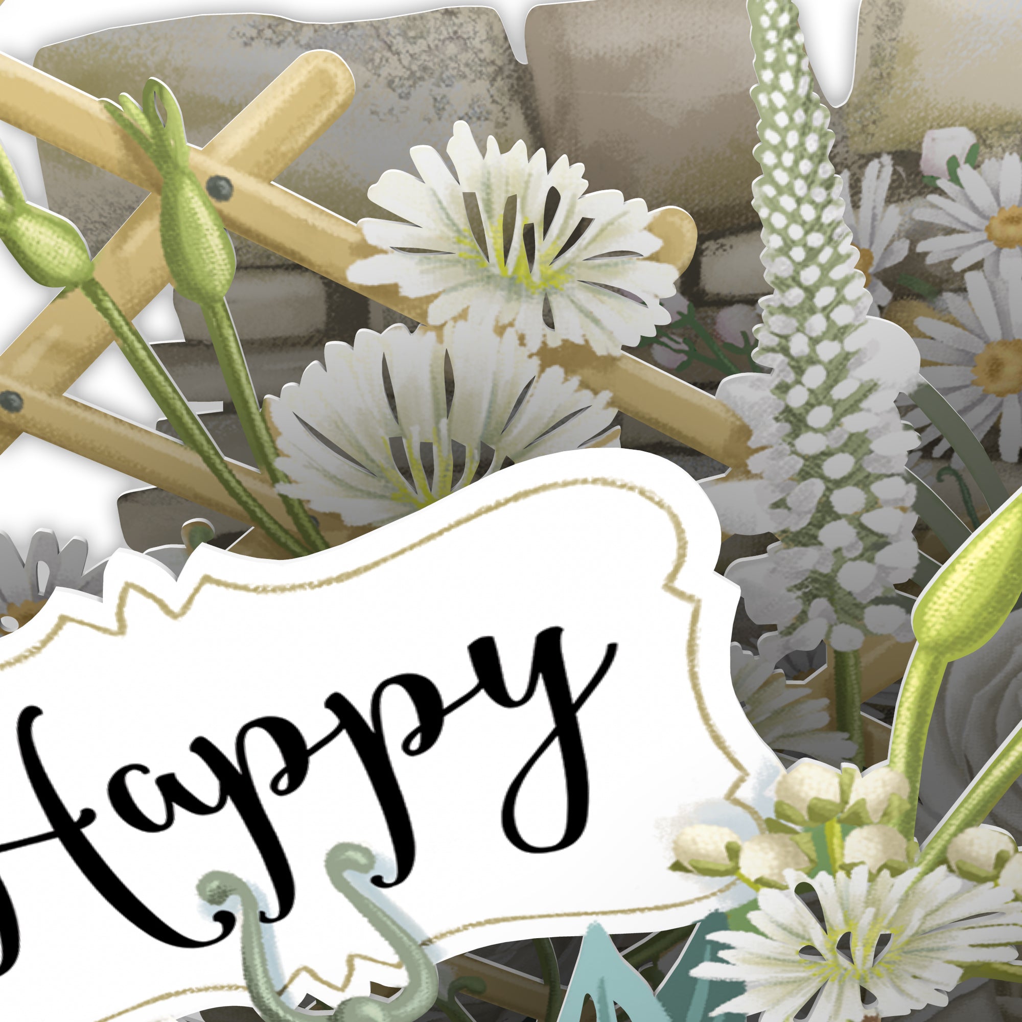 &quot;White Flowers&quot; - Top of the World Pop Up Greetings Card