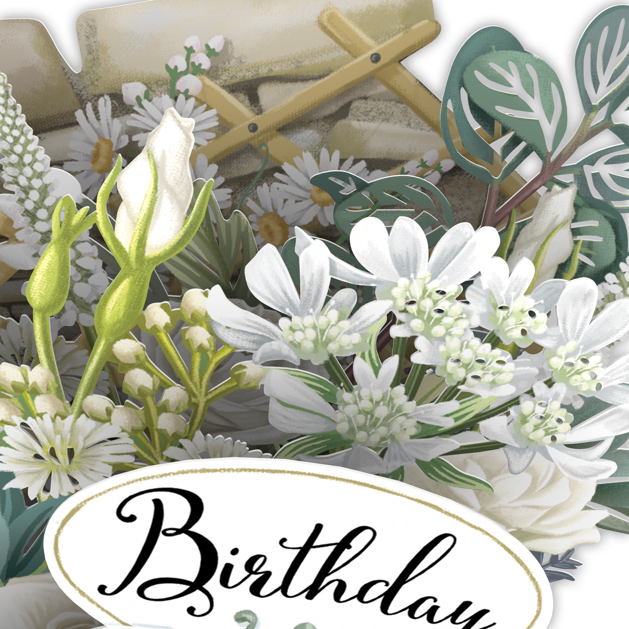 &quot;White Flowers&quot; - Top of the World Pop Up Greetings Card