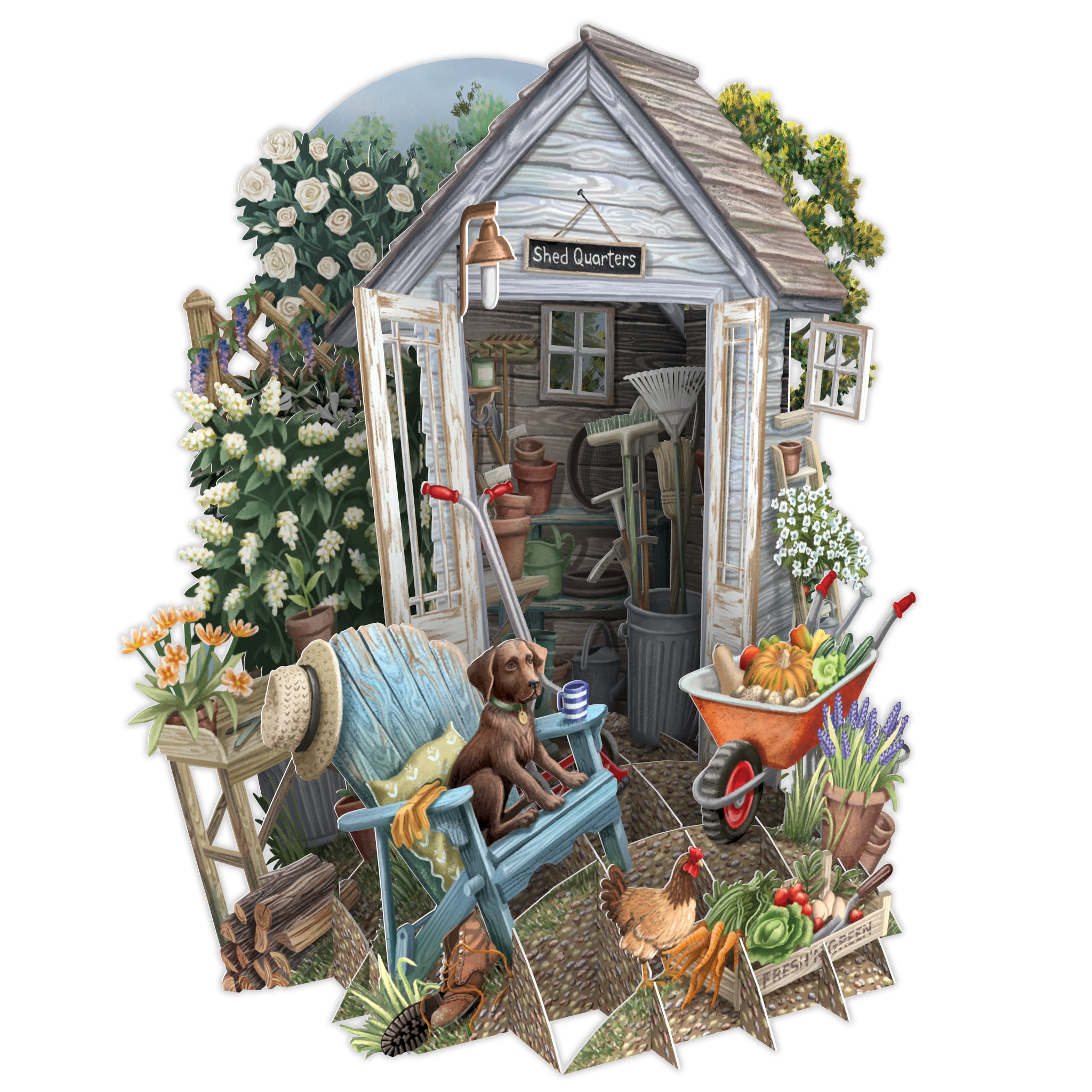 &quot;Shed Quarters&quot; - Top of the World Pop Up Greetings Card