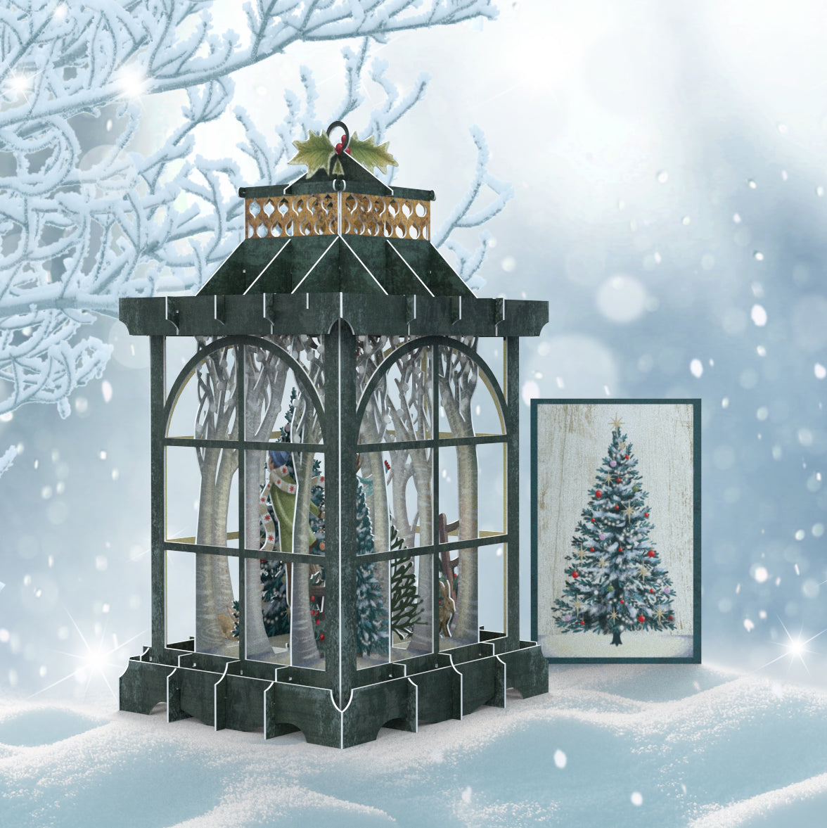 Lantern 3D Pop Up Christmas Card by Me&amp;McQ