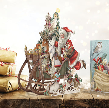 "Woodland Sleigh" - 3D Pop Up Christmas Card