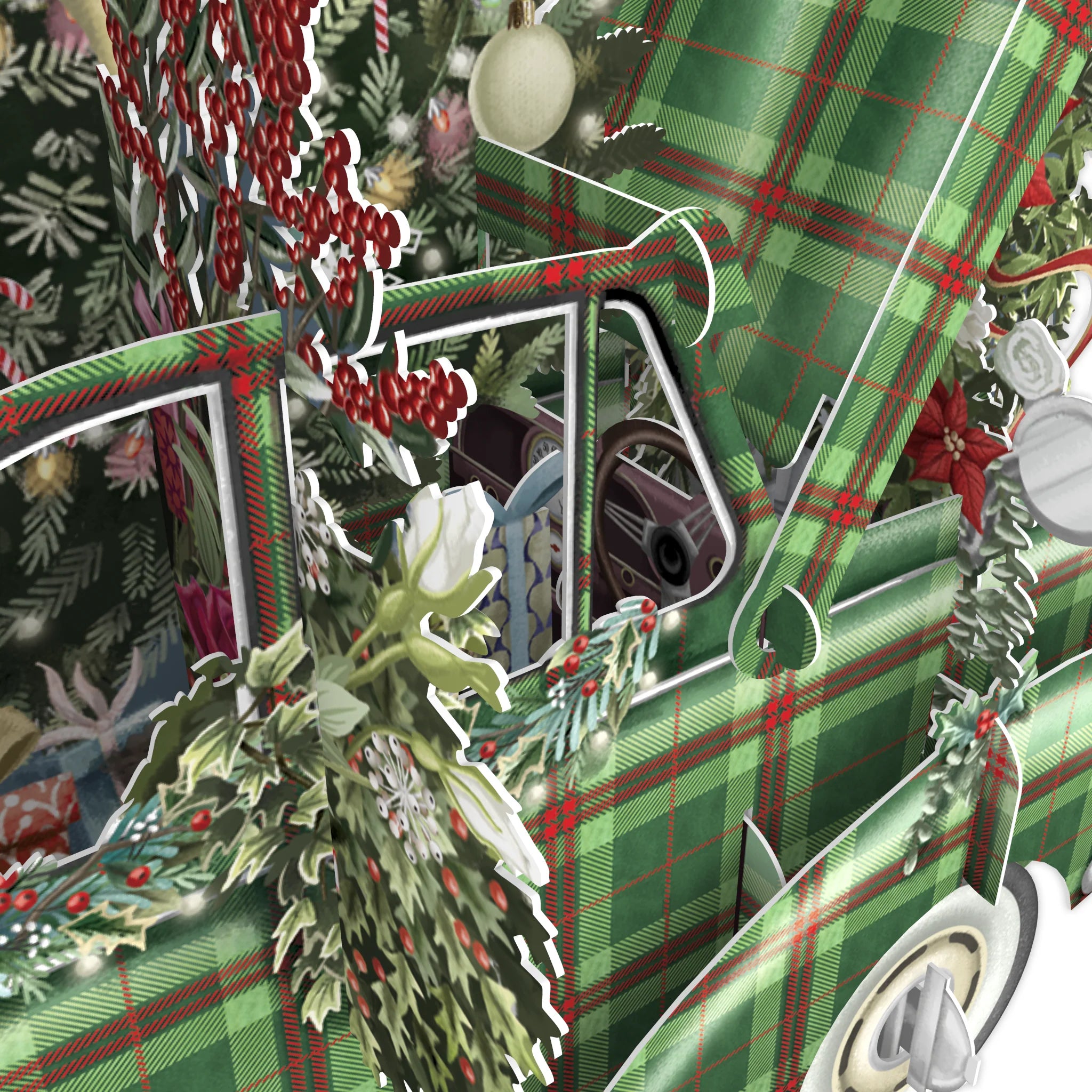 &quot;Tartan Car&quot; - 3D Pop Up Christmas Card