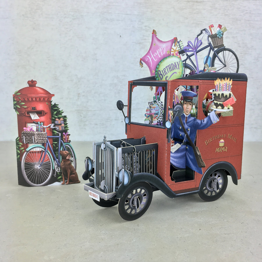 Birthday Postman and the Dog came too - 3D Pop Up Greetings Card